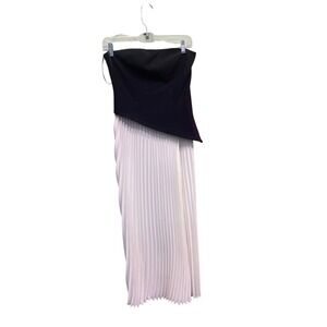 Commense Womens Strapless Asymmetrical Pleated Midi Dress old money Size S NWT